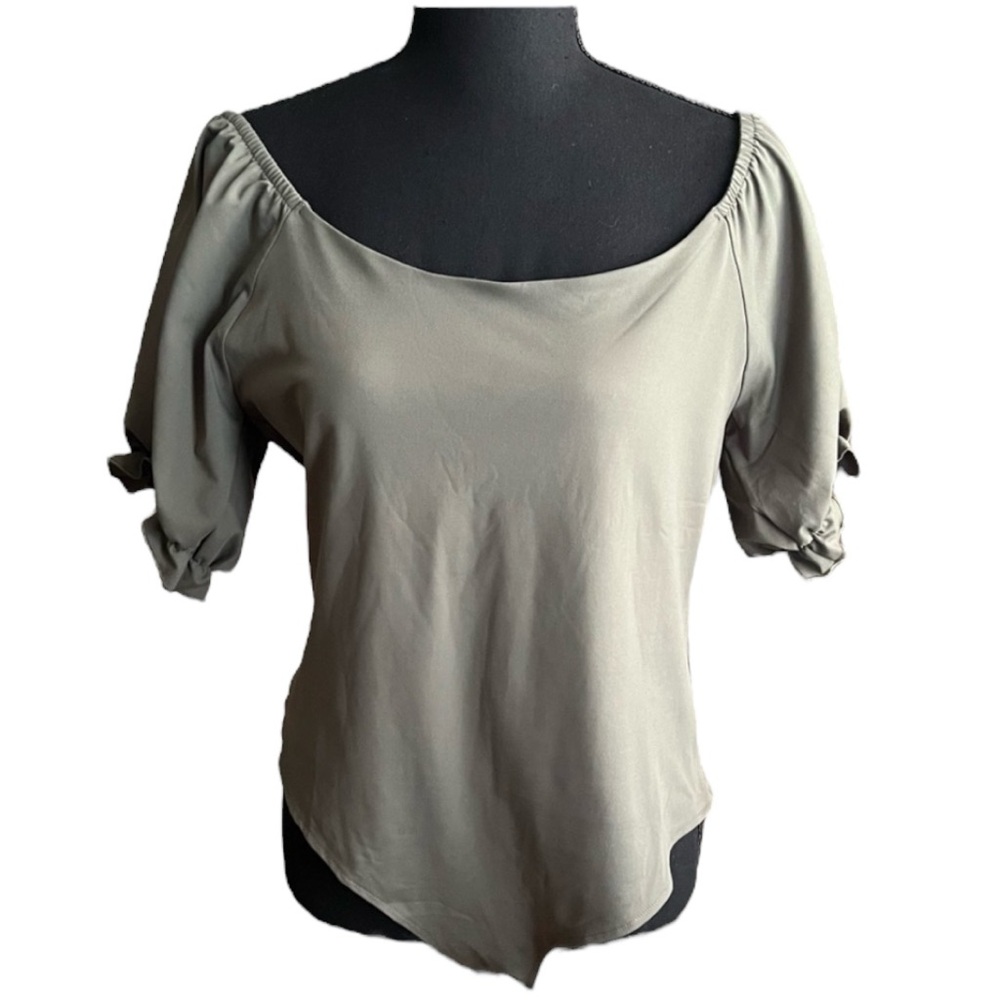 Olive green off shoulder ruffle sleeve summer body suit size XXL